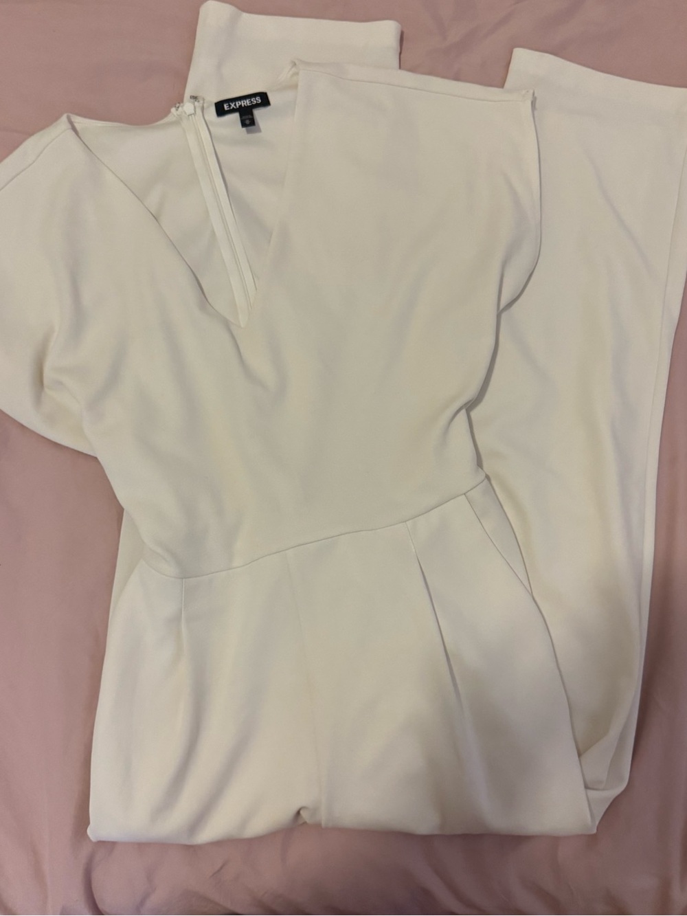 Express White V-Neck Jumpsuit